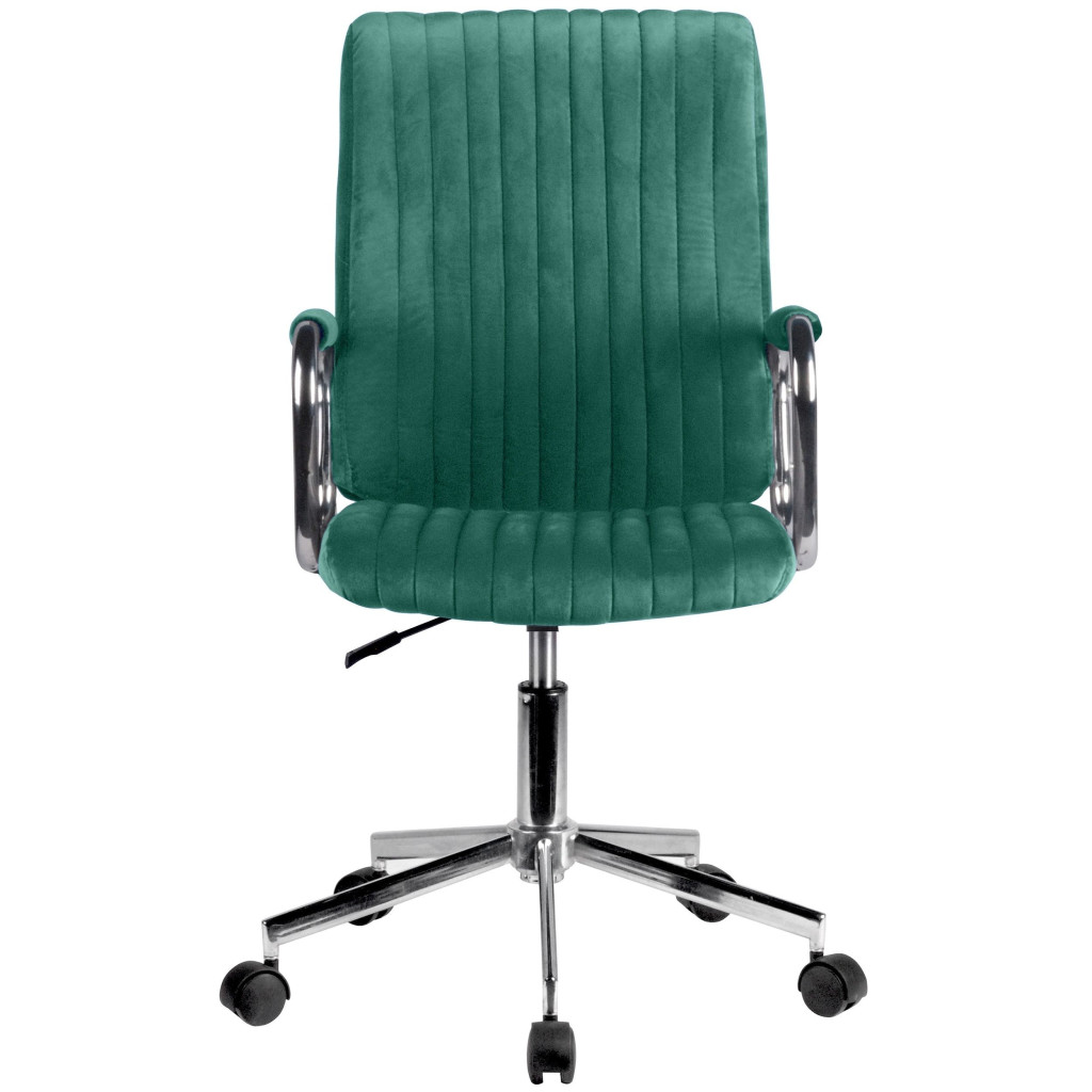 Chaise pivotante à roulettes velour AKORD FD24 Vert Bouteille - 4