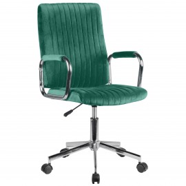 Chaise pivotante à roulettes velour AKORD FD24 Vert Bouteille