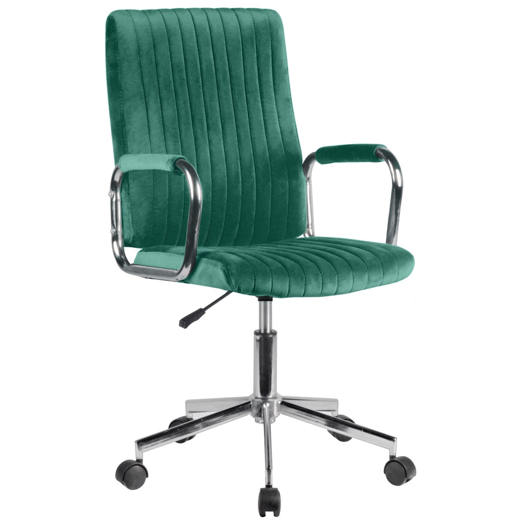 Chaise pivotante à roulettes velour AKORD FD24 Vert Bouteille - 1 Chaise pivotante à roulettes velour AKORD FD24 Vert Bouteille - 1