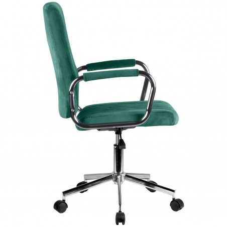 Chaise pivotante à roulettes velour AKORD FD24 Vert Bouteille - 2