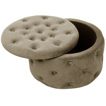 Pouf de Rangement avec Couvercle matelassé AKORD ALIA velour colour Beige hauteur 30 cm - 2