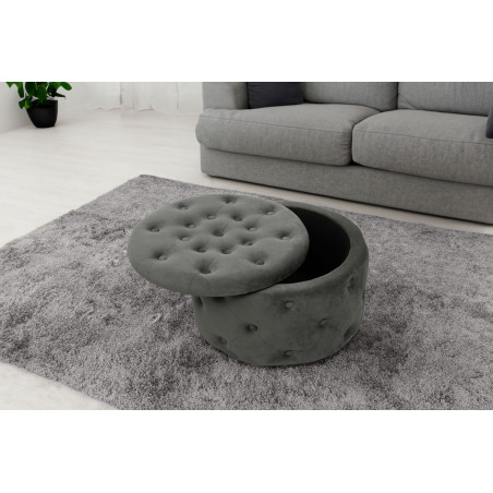 Pouf de Rangement avec Couvercle matelassé AKORD ALIA velour colour Gris Graphite hauteur 30 cm - 4