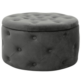 Pouf de Rangement avec Couvercle matelassé AKORD ALIA velour...