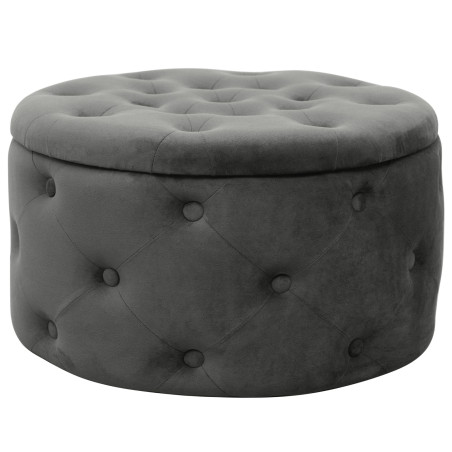Pouf de Rangement avec Couvercle matelassé AKORD ALIA velour colour Gris Graphite hauteur 30 cm - 1