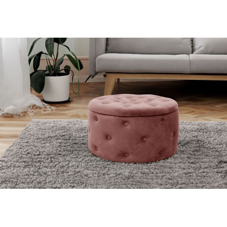 Pouf de Rangement avec Couvercle matelassé AKORD ALIA velour colour Rose hauteur 30 cm - 5

