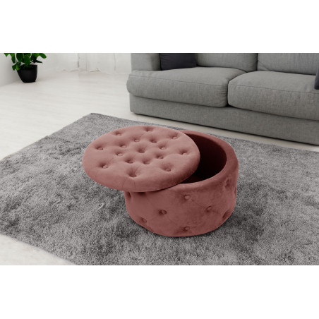 Pouf de Rangement avec Couvercle matelassé AKORD ALIA velour colour Rose hauteur 30 cm - 4