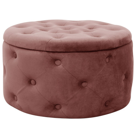 Pouf de Rangement avec Couvercle matelassé AKORD ALIA velour colour Rose hauteur 30 cm - 1
