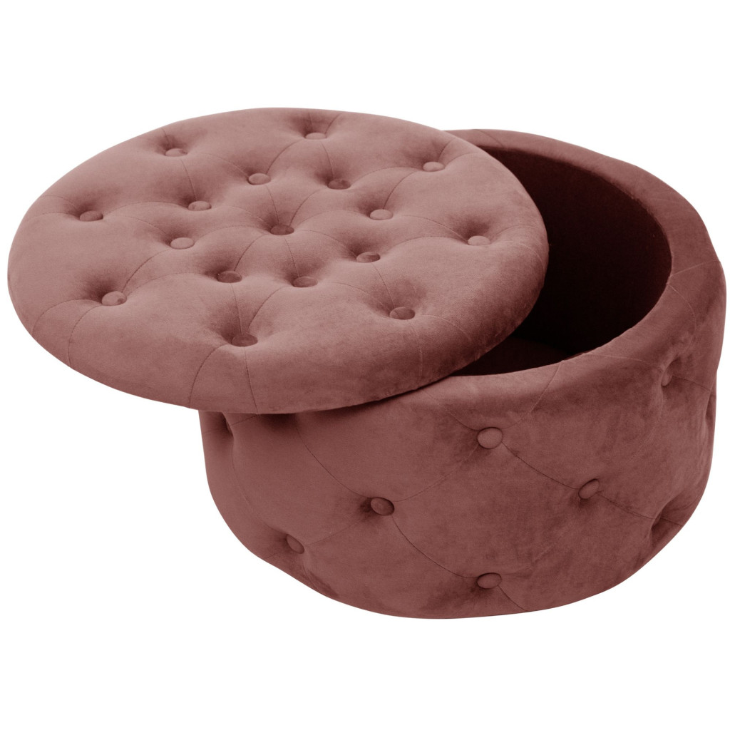 Pouf de Rangement avec Couvercle matelassé AKORD ALIA velour colour Rose hauteur 30 cm - 2
