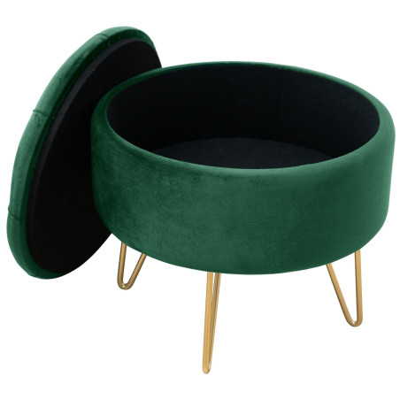 Pouf de Rangement avec Couvercle matelassé AKORD CARO velour colour Vert Bouteille hauteur 33 cm - 2