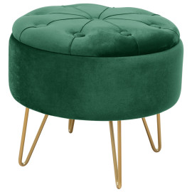 Pouf de Rangement avec Couvercle matelassé AKORD CARO velour...