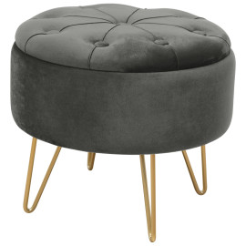 Pouf de Rangement avec Couvercle matelassé AKORD CARO velour...
