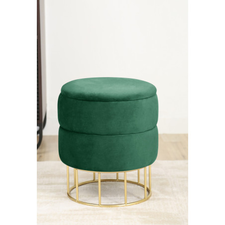 Pouf de Rangement avec Couvercle matelassé AKORD ELZA velour colour Vert Bouteille hauteur 42 cm - 5

