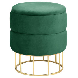 Pouf de Rangement avec Couvercle matelassé AKORD ELZA velour...