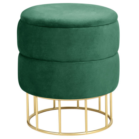 Pouf de Rangement avec Couvercle matelassé AKORD ELZA velour colour Vert Bouteille hauteur 42 cm - 1