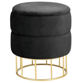 Pouf de Rangement avec Couvercle matelassé AKORD ELZA velour...