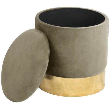 Pouf de Rangement avec Couvercle AKORD GOLDEN velour colour Beige hauteur 40 cm - 2