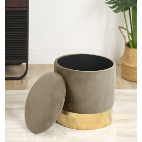 Pouf de Rangement avec Couvercle AKORD GOLDEN velour colour Beige hauteur 40 cm - 4