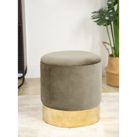Pouf de Rangement avec Couvercle AKORD GOLDEN velour colour Beige hauteur 40 cm - 5
