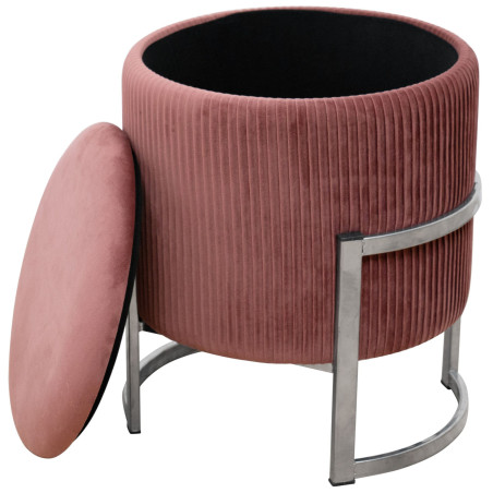 Pouf de Rangement avec Couvercle AKORD PORTO velour colour Rose hauteur 46 cm - 2