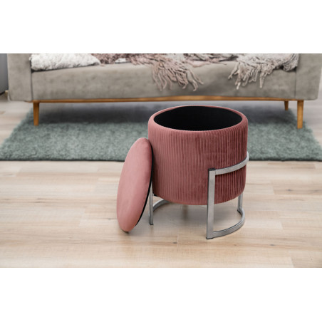 Pouf de Rangement avec Couvercle AKORD PORTO velour colour Rose hauteur 46 cm - 5
