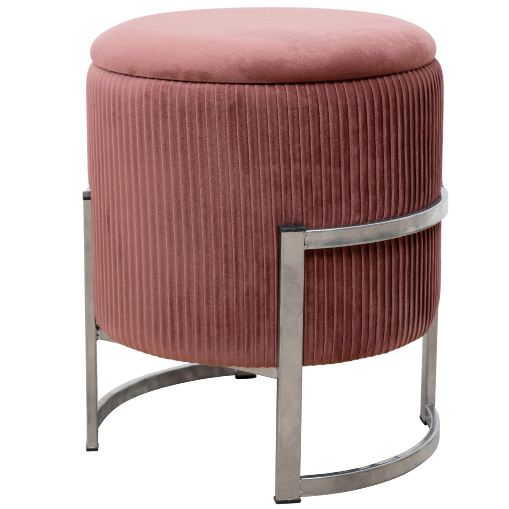 Pouf de Rangement avec Couvercle AKORD PORTO velour colour Rose hauteur 46 cm - 1 Pouf de Rangement avec Couvercle AKORD PORTO velour colour Rose hauteur 46 cm - 1