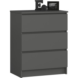 Commode AKORD K60 Gris Graphite 60 cm 3 tiroirs façade Gris...