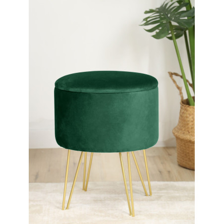 Pouf de Rangement avec Couvercle AKORD LILI velour colour Vert Bouteille hauteur 45 cm - 4