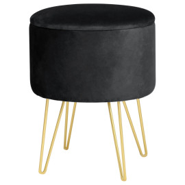 Pouf de Rangement avec Couvercle AKORD LILI velour colour Noir...