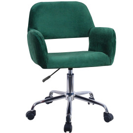 Fauteuil pivotant à roulettes velour AKORD FD22 Vert Bouteille