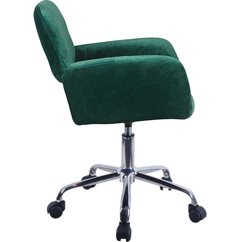 Fauteuil pivotant à roulettes velour AKORD FD22 Vert Bouteille - 2