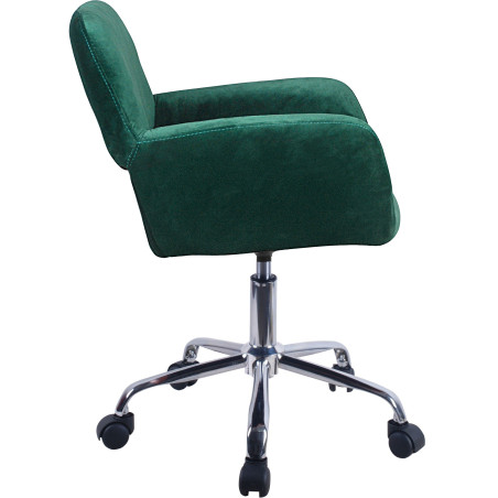 Fauteuil pivotant à roulettes velour AKORD FD22 Vert Bouteille - 2