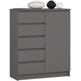 Commode AKORD K80 Gris Graphite 80 cm 1 porte 5 tiroirs 3...