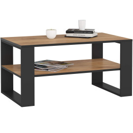 Table basse AKORD ALEX Chêne Craft 92 cm pieds Noirs 92x53x45 cm