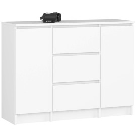 Commode AKORD K100 Blanche 101 cm 2 portes 3 tiroirs façade...