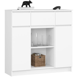 Commode AKORD K100 Blanche 101 cm 2 portes 3 tiroirs façade...