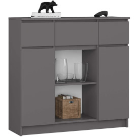 Commode AKORD K100 Gris Graphite 101 cm 2 portes 3 tiroirs...