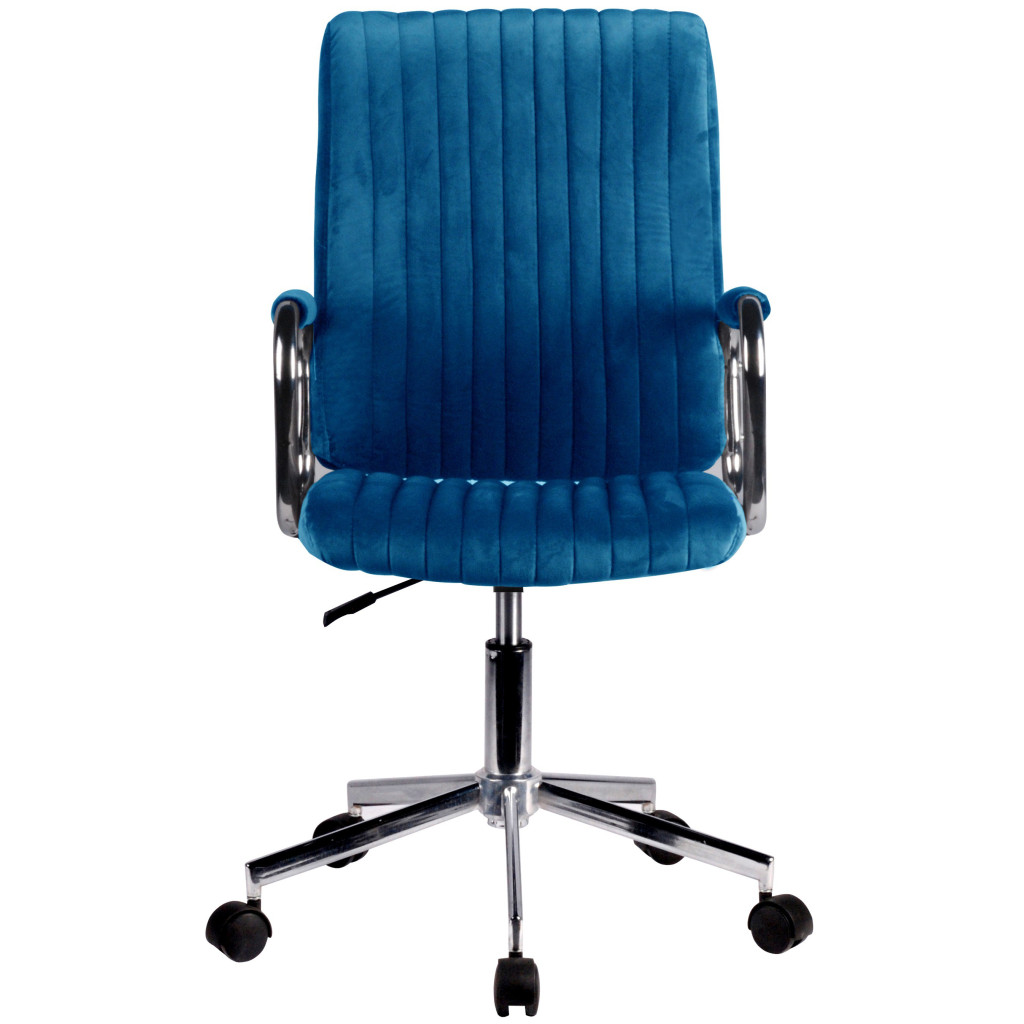 Dimensions 3D - Chaise pivotante à roulettes velour AKORD FD24 Bleu Marine - AKORD Meubles