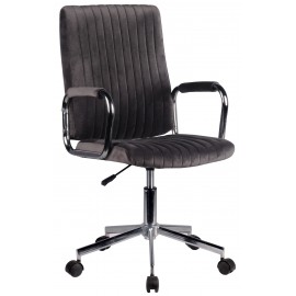 Chaise pivotante à roulettes velour AKORD FD24 Gris