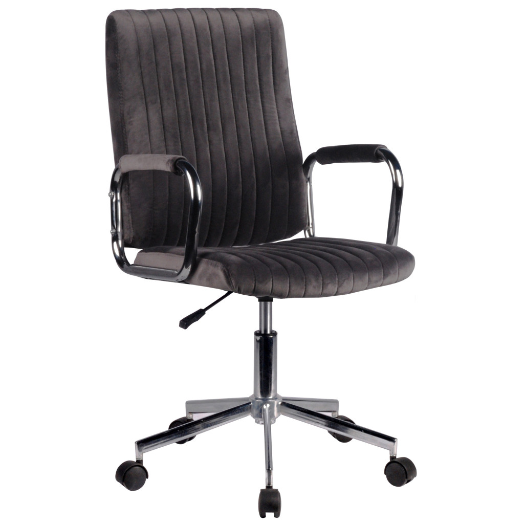 Chaise pivotante à roulettes velour AKORD FD24 Gris - 1 Chaise pivotante à roulettes velour AKORD FD24 Gris - 1
