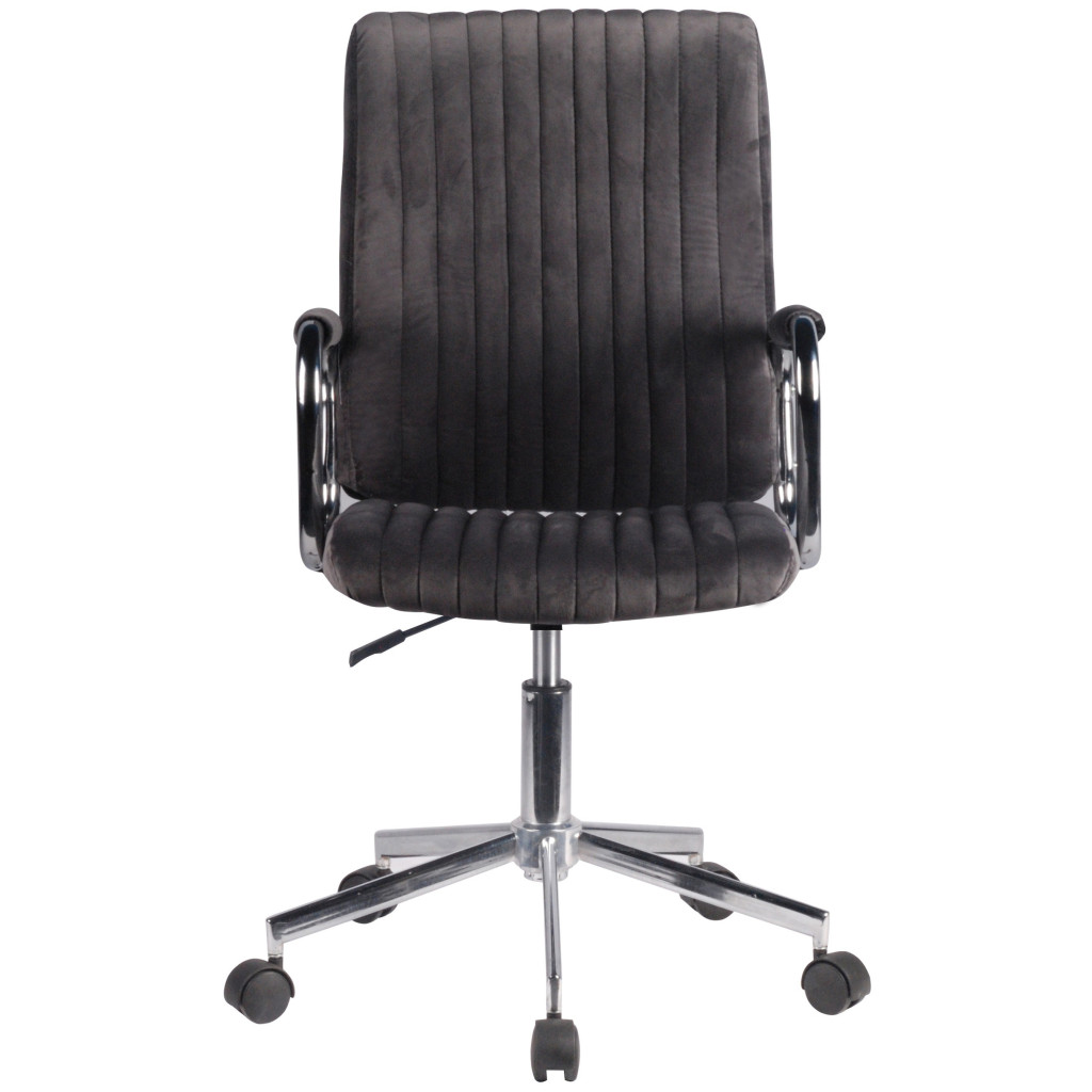 Chaise pivotante à roulettes velour AKORD FD24 Gris - 4