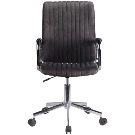 Chaise pivotante à roulettes velour AKORD FD24 Gris - 4