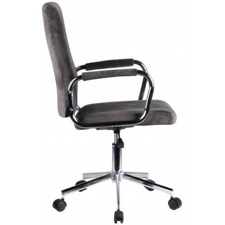 Chaise pivotante à roulettes velour AKORD FD24 Gris - 2