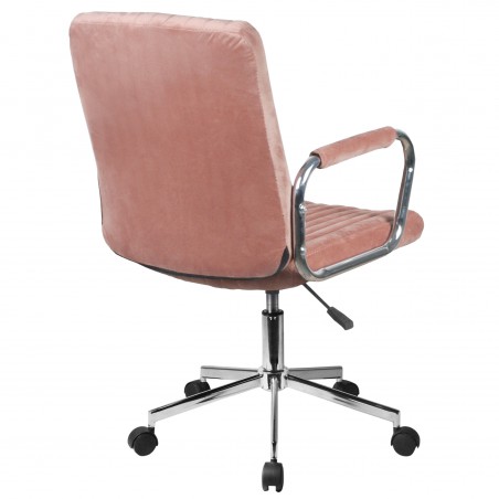 Chaise pivotante à roulettes velour AKORD FD24 Rose - 5
