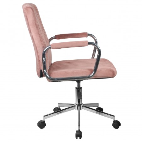 Chaise pivotante à roulettes velour AKORD FD24 Rose - 2