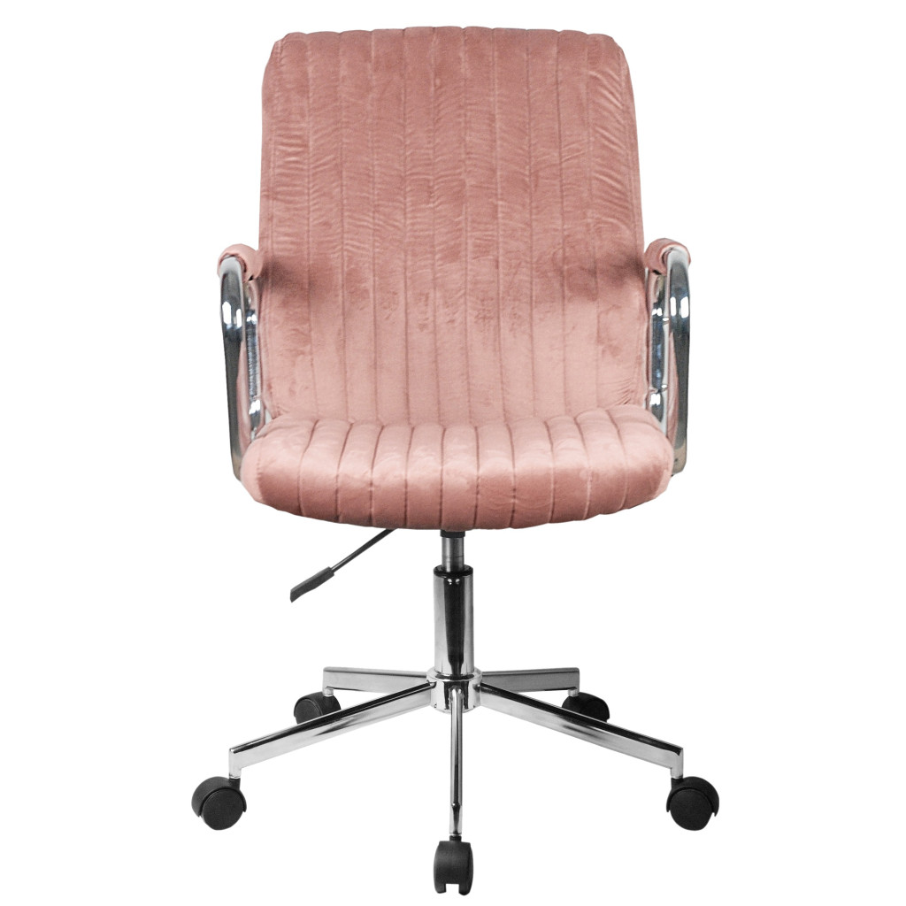 Chaise pivotante à roulettes velour AKORD FD24 Rose - 4