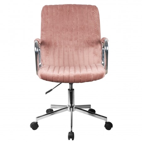 Chaise pivotante à roulettes velour AKORD FD24 Rose - 4
