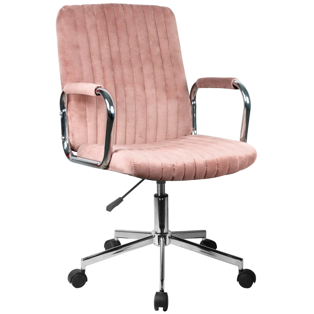 Chaise pivotante à roulettes velour AKORD FD24 Rose - 1 Chaise pivotante à roulettes velour AKORD FD24 Rose - 1