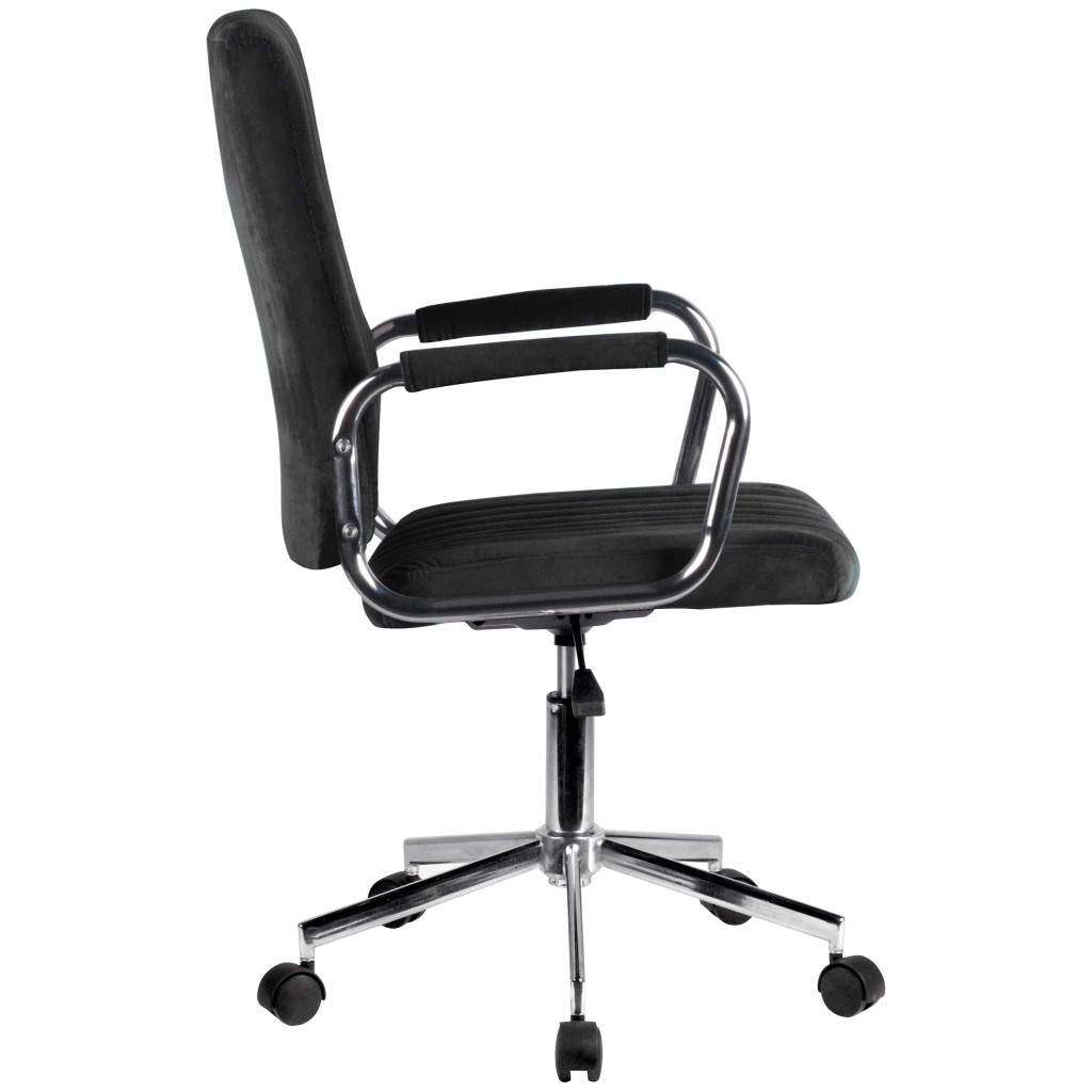 Chaise pivotante à roulettes velour AKORD FD24 Noir - 2