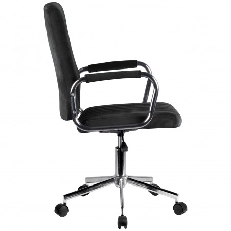 Chaise pivotante à roulettes velour AKORD FD24 Noir - 2