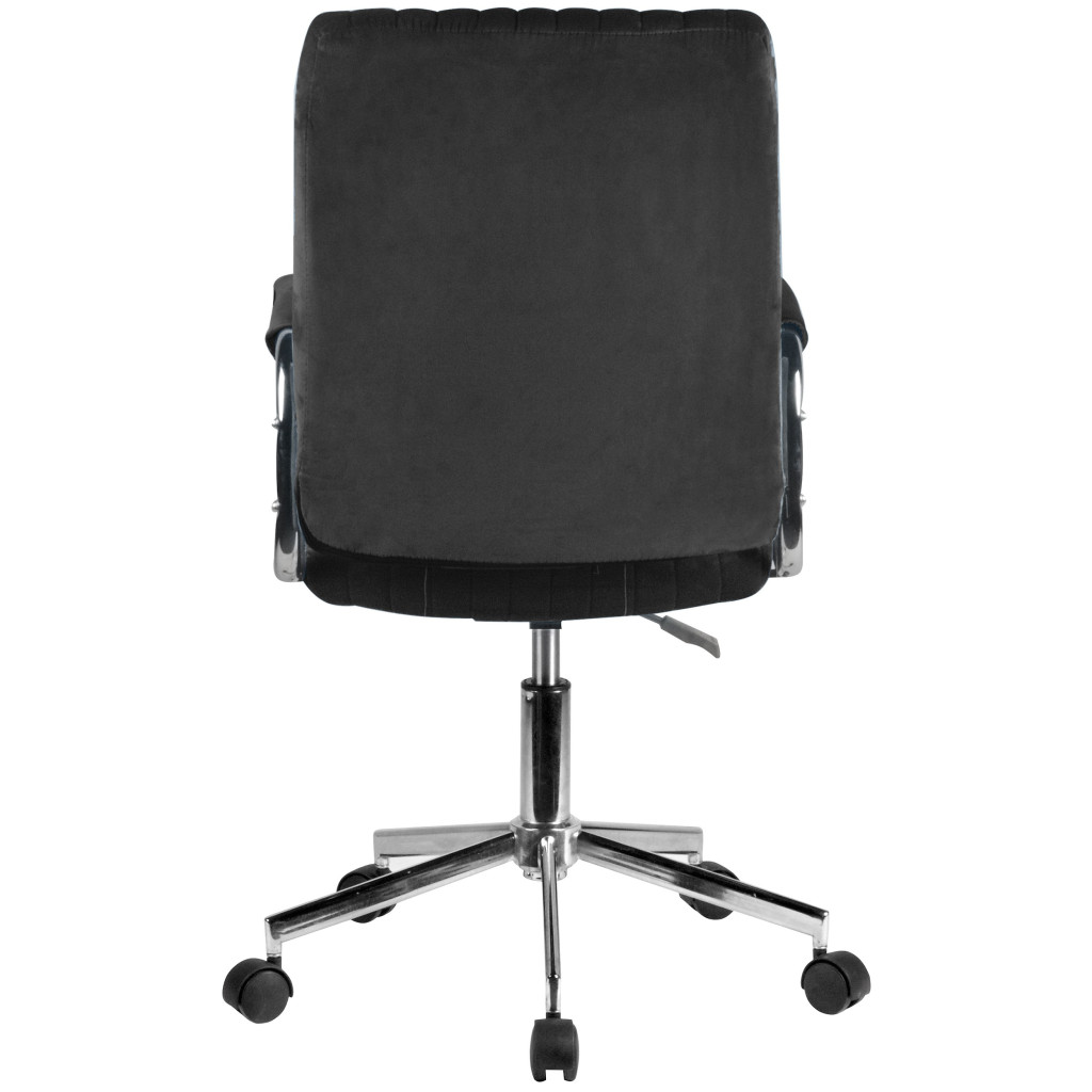 Chaise pivotante à roulettes velour AKORD FD24 Noir - 6
